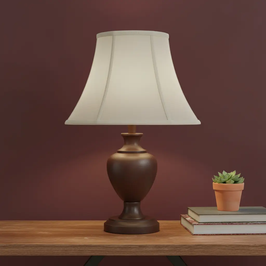 HomeRoots High-Quality Eggshell Linen Piped Bell Lamp Shade (Model 654716) - Spider Mount, 2 Size Options (11.63x18x18 in, 9.5x18x12.5 in), Indoor Traditional Bedroom Decor, Light-Diffusing Cover, Diffuses Light