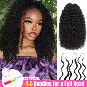 CurlyMe Afro Kinky Curly Pre-Separated Miracle Knots Feather Crochet Human Hair Extensions For Boho Braids-Reusable & Knotlesss #fulanibraids