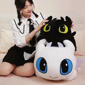 40/60CM Cute Lying Dragon Taming Master Toothless Plush Toy How to Train Your Dragon Large Size Plushie Pillow Doll