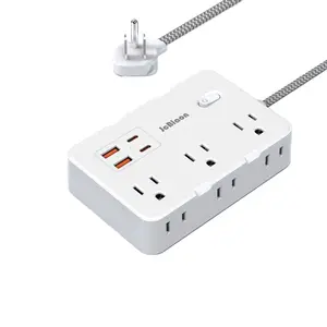 Power Strip Surge Protector, 5Ft Braided Extension Cord, 6 Outlets with 4 USB Ports(2 USB C), for Travel, Home, School, College Dorm Room and Office.