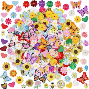 120Pcs Random Iron on Patches for Clothing: Flower Heart Patch Iron on Cute Butterfly Embroidered Sew Applique Repair Patches for Jeans Jackets Backpacks - Home Improvement.