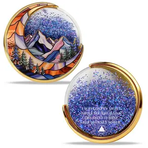 Moving Sand Sobriety Coin - Liquid Glitter AA Recovery Medallion, Affirmation Sober Chip for Milestone Celebrations, Year Marker & Support Inspirational Sobriety Gifts for Men & Women