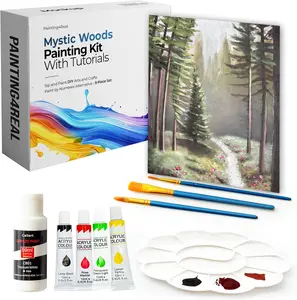 DIY Mystic Woods Acrylic Painting Kit with Video Tutorials - 9pc Art Set for Adults and Beginners