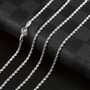 2PCS Twisted Rope Chain Necklace and Bracelet - Simple Hip - Hop Style, Shiny Basic Chain for Women's Elegant Jewelry Accessories, Twisted Rope Design,A must-have gift for Christmas