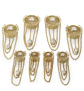 Gold PVD Brass Sunburst Tunnel Plugs With Chains