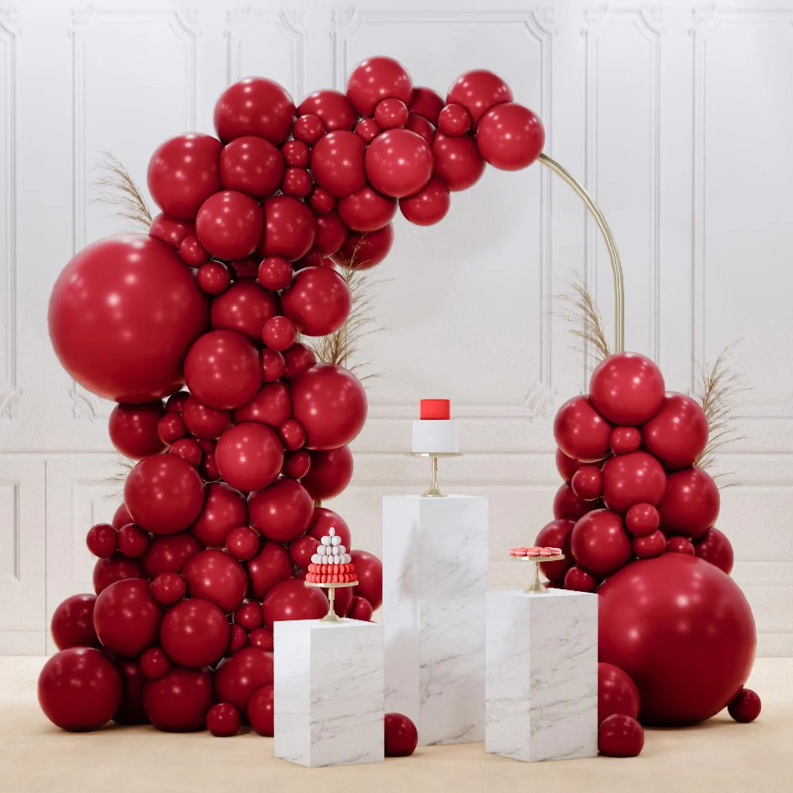 PartyWoo Thick Burgundy Balloon Arch & Garland Kit, 92 Pcs (18/12/10/5 In) Dark Chestnut Red Decorative Colorful Latex Festive Balloons for Birthday Theme Decorations Red-Y62, Balloon Garland