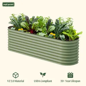 Vego Garden 32" Extra Tall 10 In 1 Jumbo Modular Metal Raised Garden Bed Kit Stackable Vegetable Planters Heavy Duty Planter Modern Plant Pot