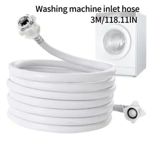 3m Washing Machine Water Supply Hose Extension, Steel Head PVC Soft Tube, Anti-Explosion Washer Hose, Universal Connector