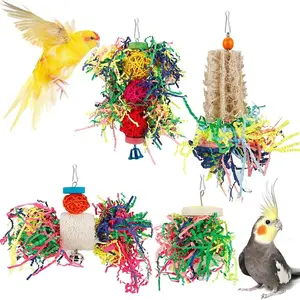 Bird Toys Bird Shredding  Toys Parakeet  Chewing Hanging  Bird Shredded Paper Bird Cage Accessories Bird Rope Perch for Conure Cockatiel Budgies Lovebird Parrotlet (Without Rope Perch)