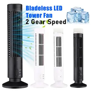 LED Bladeless Tower Fan – USB Powered, 2-Speed, Slim Vertical Design for Home, Office & Bedroom