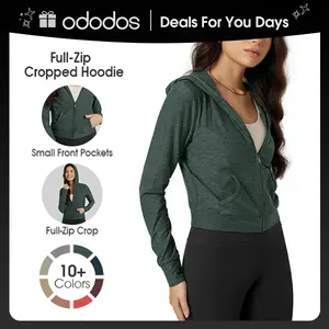 ODODOS Women's Full-Zip Cropped Hoodie - odSTRATUM Tech Ultra Soft UPF 50+ Hooded Jacket with Pockets summerwins