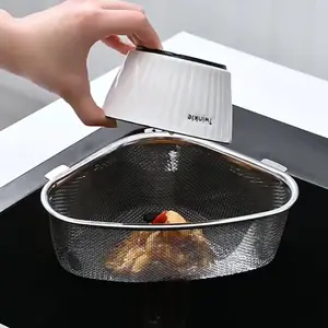Triangle Corner Sink Strainer, Kitchen Sink Triangular Draining Basket, Triangular Sink Drain Shelf, Kitchen Supplies, Kitchen Tools, Utensils