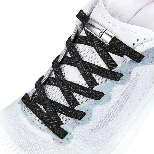 Elastic No Tie Shoe Laces for Kids & Adults, With Magnetic Shoelaces Lock Tieless Shoelaces One Size Fits All （2 PACK)
