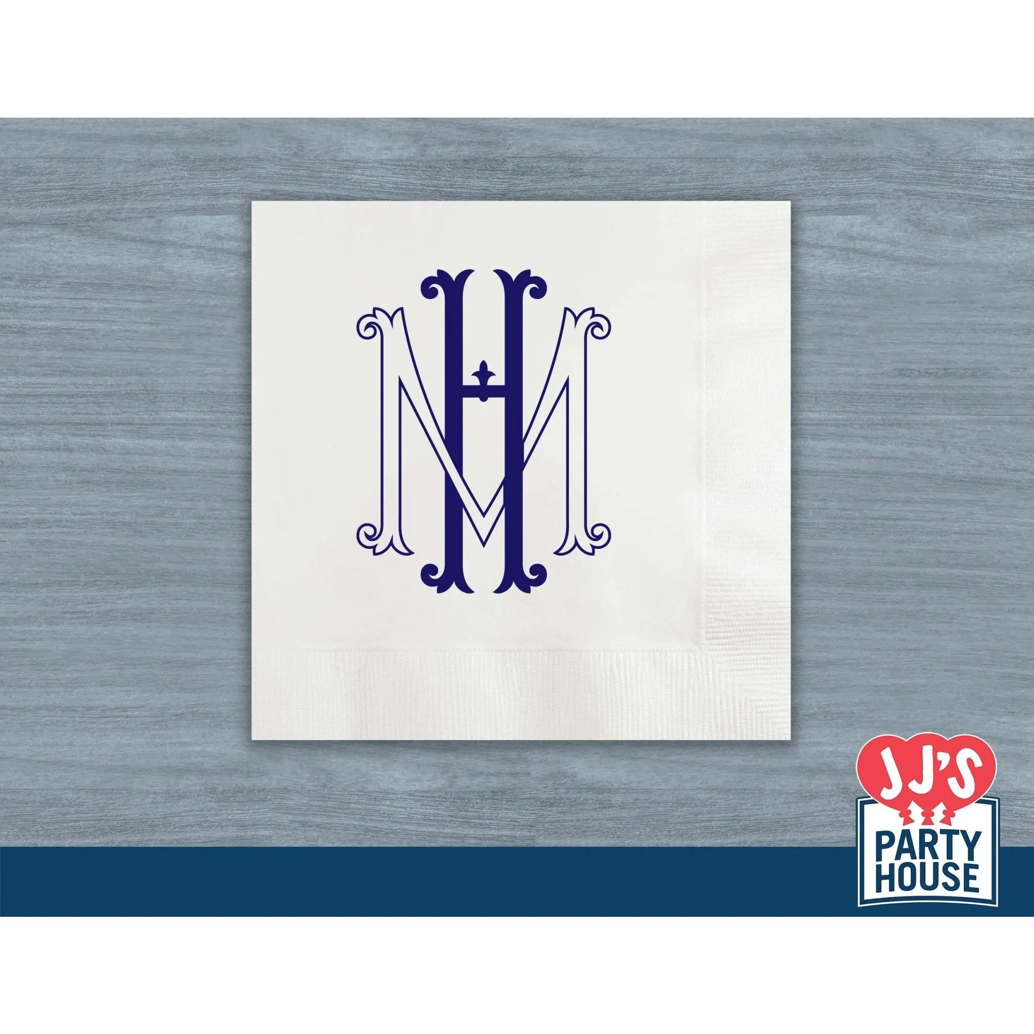 Vintage Monogram Initials Custom and Personalized Wedding and Engagement Beverage Napkins