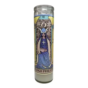 Pastel Neon Tarot Collection Devotional Prayer Saint Candle Decor Traditional Rider Tarot Deck Art Print Altar Prayer Candle
