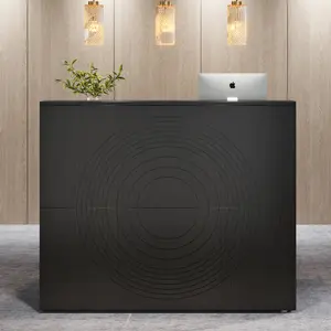 LITTLE TREE Reception Desk with Counter, Modern Front Desk Reception Room Table with Cable Grommet, 47 inch Retail Counter for Checkout, Lobby, Beauty Salon, Home Office Desk