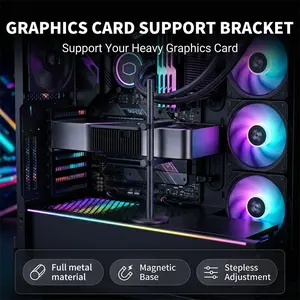 Dual-slot Vertical GPU Bracket - All-Metal Bracket Computer Accessories Graphics Card Anti-Bend Bracket with Magnetic Base Maximum Adjustable to 190 mm/7.48 inch Available in black or white