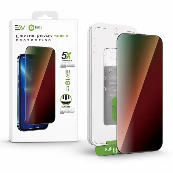 Electro Color Privacy Tempered Glass Screen Protector for iPhone Anti-Spy 0.33mm HD Privacy Glass | Bubble-Free Installation | Scratch Resistant