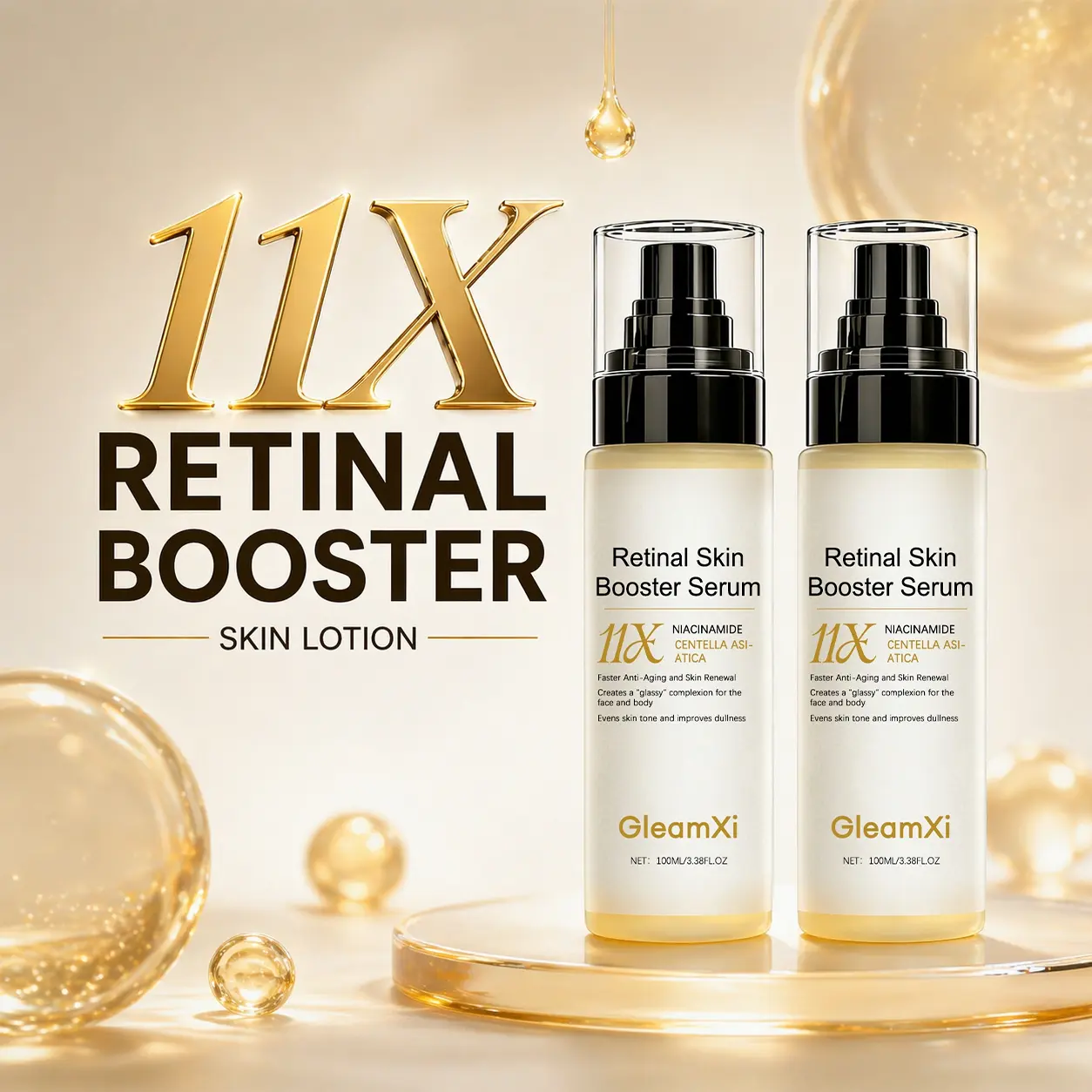 3.38 fl oz Glass Skin Hydrating Duo Retinaldehyde Anti-Aging Booster Serum For Pore Multi-Correction Based Skin Revival Anti-Wrinkle Effective Youthful Formula with Niacinamide