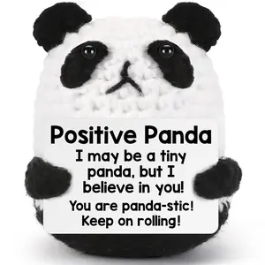 Handmade Crochet Panda Emotional Support Plush, Soft Mini Stuffed Animal, Cute Stress Relief Toy, Portable Desk & Home Decor Companion, Ideal Gifts for Women Men Teacher, Birthday & Teacher Appreciation Presents, Easter Basket Stuffers & Egg Fillers