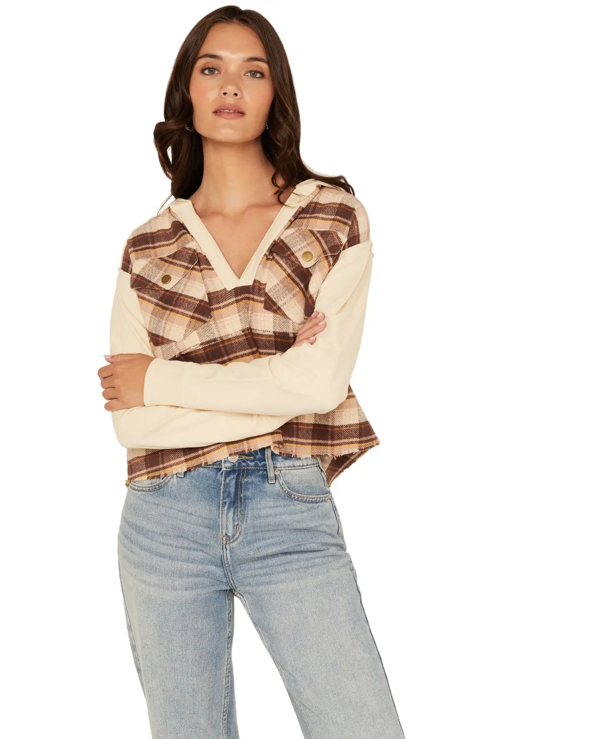Cleo + Wolf Women's Women'S Damian Hooded Flannel Pullover - Clho24w10-Oat