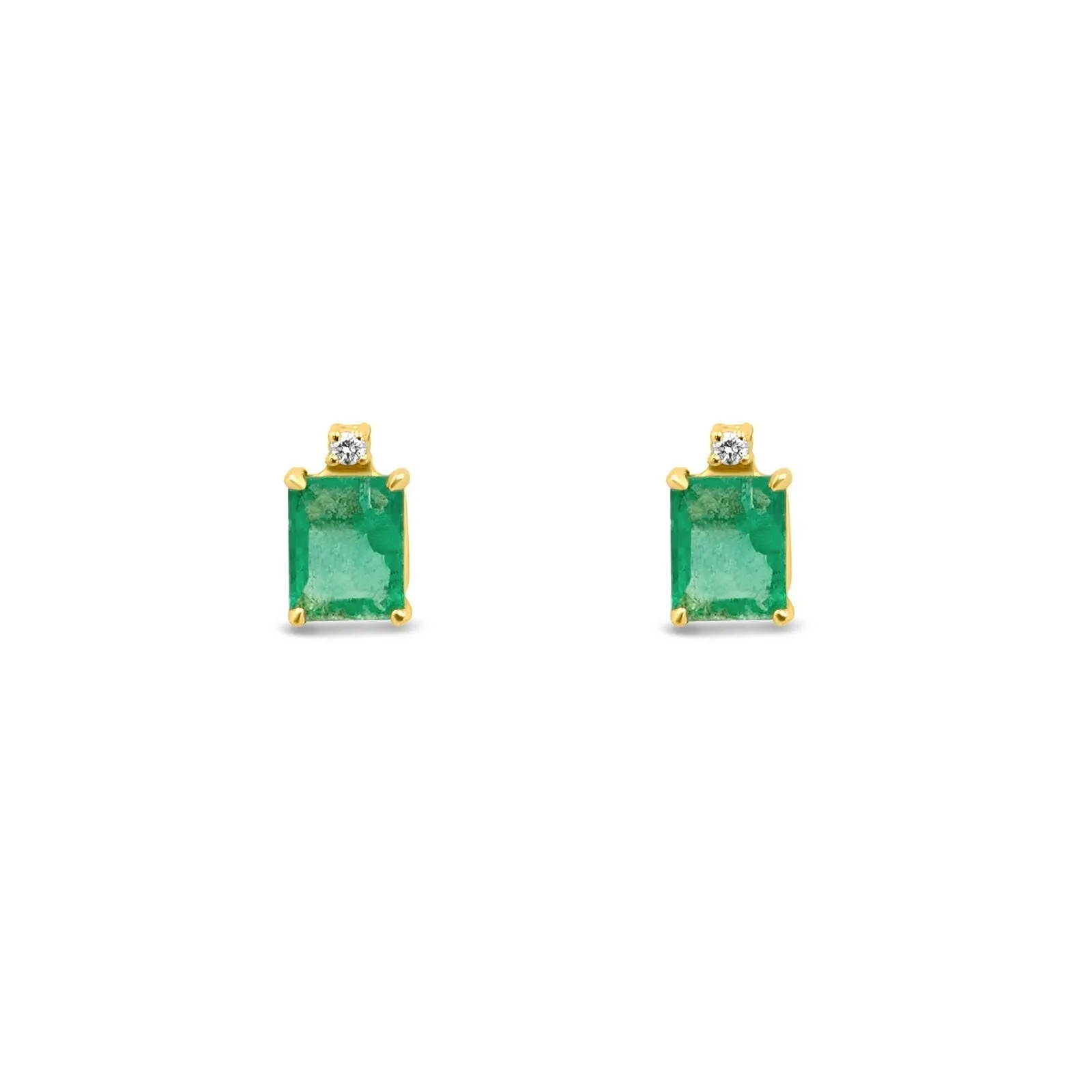 Emerald Diamond Stud Earrings – Fine Jewelry in 14K Solid Gold