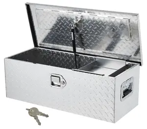 GARVEE Heavy Duty Aluminum Truck Tool Box with Security Lock and Wider Handles, Waterproof Trailer Storage Box, Organizer Chest for Pick Up Truck Rv Trailer -30"x 13"x 10", Silver