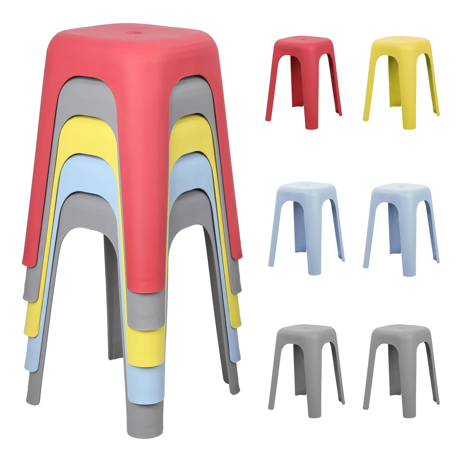 17-Inch Plastic Stackable Nesting Stools - Backless Commercial/Office Furniture for Home, School, Students