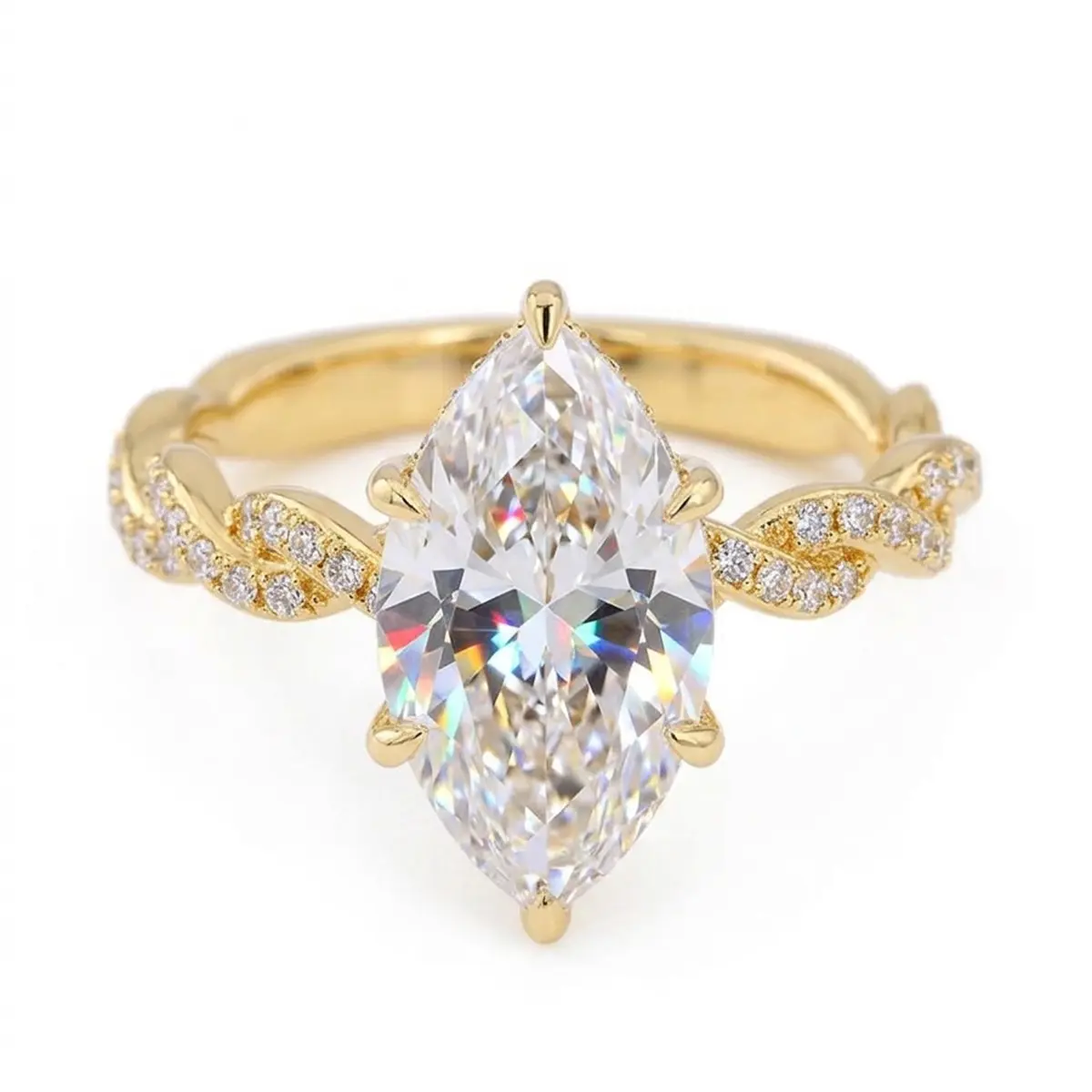 18K Gold Plated Marquise Cut Ring for Women, 5A Grade Hearts & Arrows Cubic Zirconia Stackable Wedding Band，marquise, engagement, Statement Ring Elegant Everyday Ring Bridal Ring Elegant Engagement Ring
