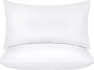 Throw Pillows Insert Pack of 2 White 12 x 20 Inches Indoor Decorative Pillow for Bed and Couch