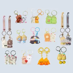 Magnetic White Puppy Golden Retriever Dog Brown and White Bear Twin Flame Frogs Keychain Set for Couples or Best Friends - Valentine's Day Gift for Any Occasion