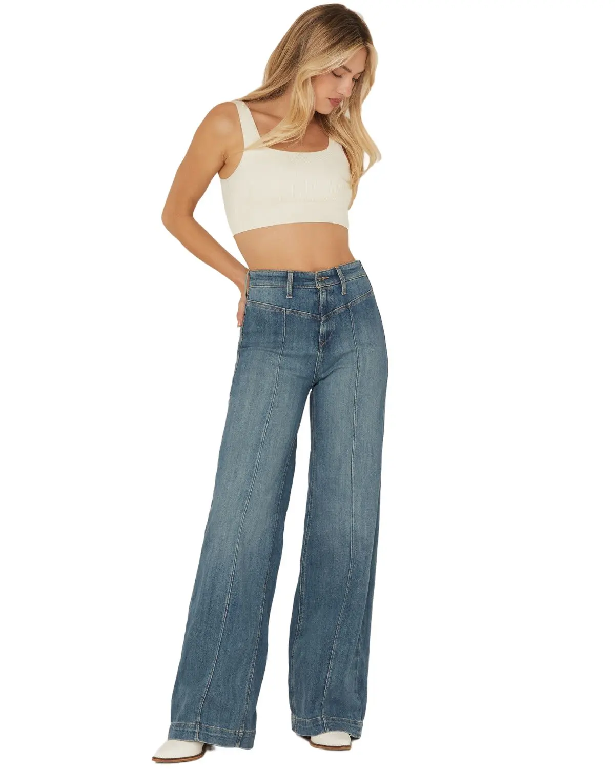 Ariat Women's Women'S Sloane Medium Wash Ultra High Rise Wide Leg Denim - 10058911