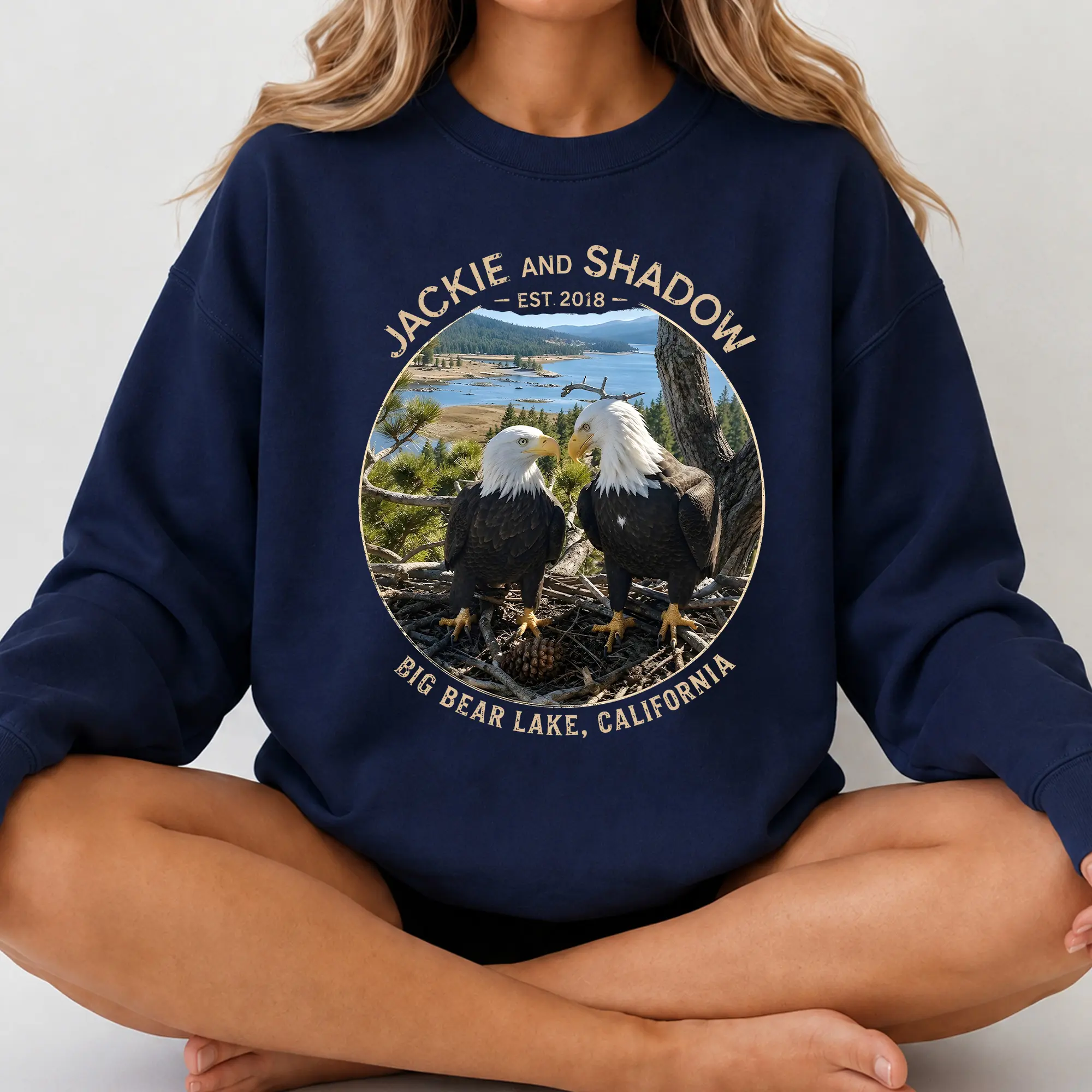 Jackie And Shadow Eagles Sweatshirt, Jackie Memorial Crewneck Top, Big Bear Eagle Sweater, Bald Eagles Couple Sweatshirt, Big Bear Lake California Wildlife Pullover Sweater, Eagle Lover Gift