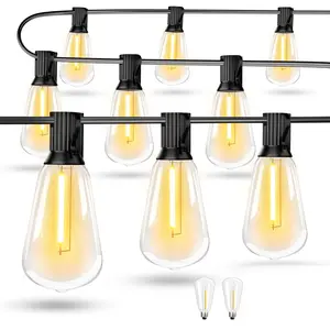 50FT/100FT/150FT Outdoor String Lights , Connectable Patio Lights with ST38 Vintage Bulbs, 2700K Warm White Waterproof Outside Hanging Light for Yard Camping Gazebo Porch Balcony great gift idea