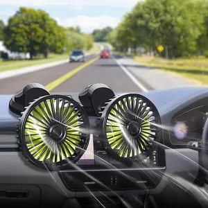 Car Cooling Fan, 360° Adjustable Dual Head Cooling Air Fan Brushless Motor Low Noise - For Car/SUV/RV/Truck/Boat - Perfect for Summer Driving - Ideal Gift for Car Owners