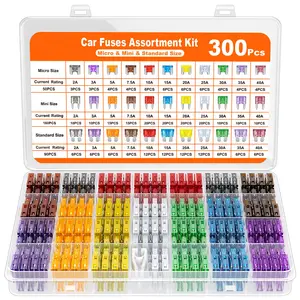 300 Pieces Car Fuses Assortment Kit - Blade Fuses Automotive - Standard & Mini & Low Profile Mini Size (2A/5A/7.5A/10A/15A/ 20A/30A/40AMP/ATC/ATO) Replacement Fuses for Marine, Auto, RV, Boat, Truck