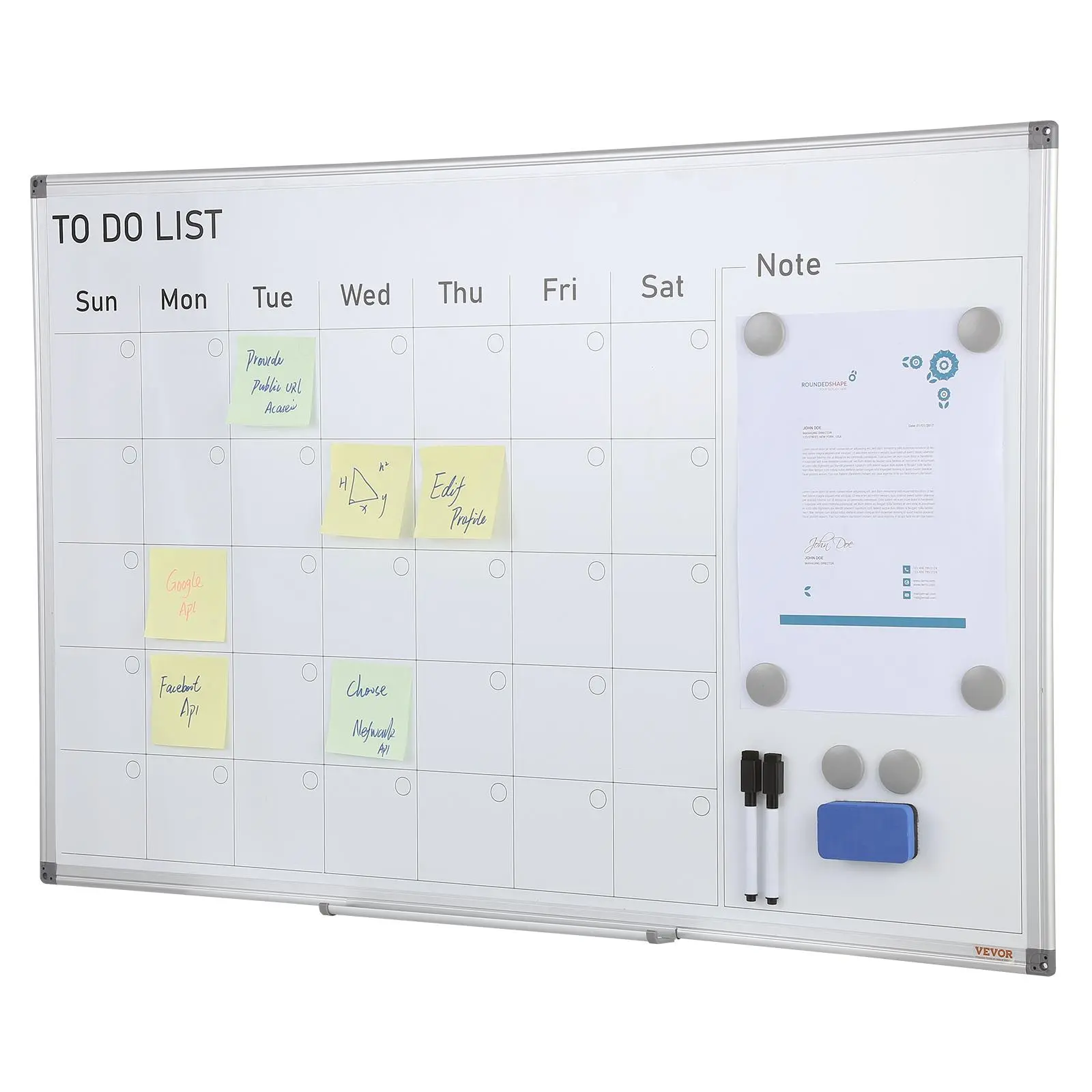 【SummerFinds】VEVOR Calendar Whiteboard,  36 x 24 Inches Magnetic Dry Erase Calendar Board, Monthly Planner Whiteboard for Wall, 1 Magnetic Erase & 2 Dry Erase Marker & Movable Tray for Restaurant Office Home School