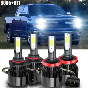 9005+H11 For 2007-2020 Chevy Silverado 1500 2500HD Super LED Headlight High/Low Bulbs Kit Reliable Quality