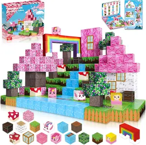 Magnetic Blocks - 100PCS Magnetic Building Blocks Unicorn World Magnets Cubes - Magnetic Toys for Montessori Toddler Christmas Birthday Gifts - STEM Sensory Toys for 3 4 5 6 7 8 9 10 Year Old Girl