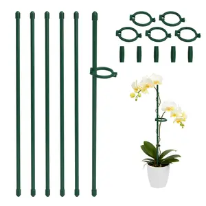 Bamworld 11.8 Inch Plant Stakes Adjustable Length Plant Support Stake 20 Pcs Green Plant Sticks Support Stakes for Indoor and Outdoor Plants Flowers Climbing
