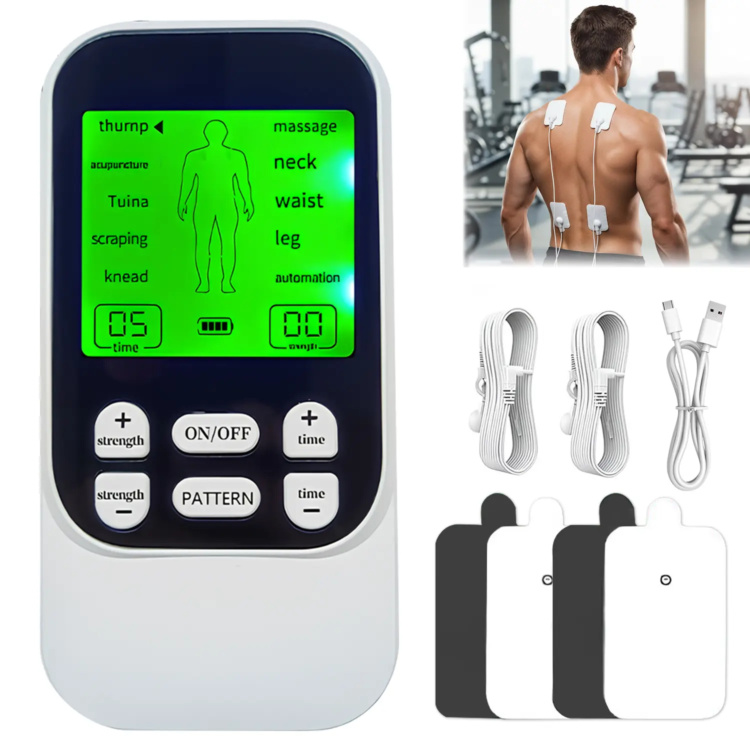 Mini Rechargeable Pulse Muscle Massager - 10-Mode Portable Electric Stimulator with 4 Pads for Muscle Therapy, Fitness Enthusiasts, Body Care, Muscle Massagers, Portable Muscle Massagers