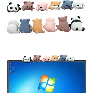 6Pcs Creative 3D Craft Figurine Computer Monitor Decor,Car Central Control Screen and TV Decorations, Animal Collectible Figurines Mascot Resin Crafts for Home Office Decoration