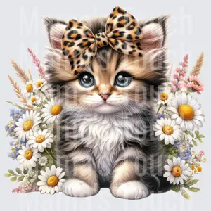 Kitten Leopard Bow Daisy