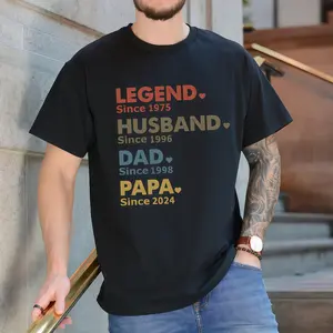 Custom “Dad with Year” shirt, “Papa with Year,” gift for husband, Father’s Day gift, “Legend Husband Dad Papa” T-shirt, personalized dad/grandpa T-shirt, menswear
