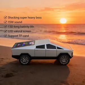 WS-580  Cybertruck Shape Bluetooth Speaker, Wireless Portable Speaker with RGB Light, FM Radio, TF Card, Unique Car Shaped Speaker for Home & Car Decor