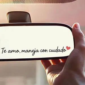 6Pcs/Set "Te Amo Maneja Con Cuidado" Spanish Rearview Mirror  Aesthetic White Script I Love You Drive Safe Car Decal Waterproof UV Printed PET Vinyl Thoughtful Gift for Boyfriend Husband & Family Interior Decorative Mirror Sticker Universal fathersdaygift