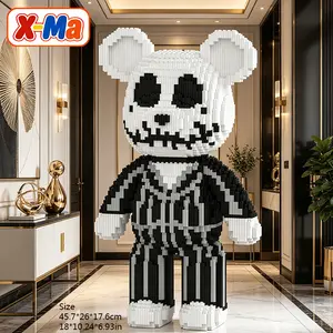 Skeleton Skull Bear Building Blocks Set - 18inch Halloween Themed Micro Brick Bear DIY Toy Gift for Collectors Home Decor