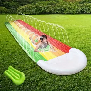Sprinkler Slide Durable Outdoor Water Slide Inflatable Waterslide for Backyard Birthday Party Pool, Non-Toxic Gradient Color Summer Playground Slide for Kids & Adults, Sturdy Structure Easy to Install Backyard Toys Inflatable Sprinkler Pad