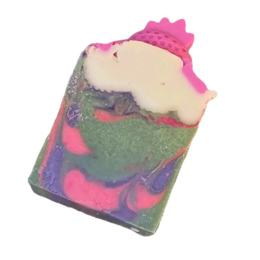 Handmade Swirl Goat Milk & Shea Butter Soap Bar - 5.5 oz Organic Plant-Based Body Care, Fragrance Oil Scented Berry Blossom Gentle Cleanser for Sensitive Skin & Eczema, Naturally Derived Combination Coconut Care (24-Month Shelf Life)