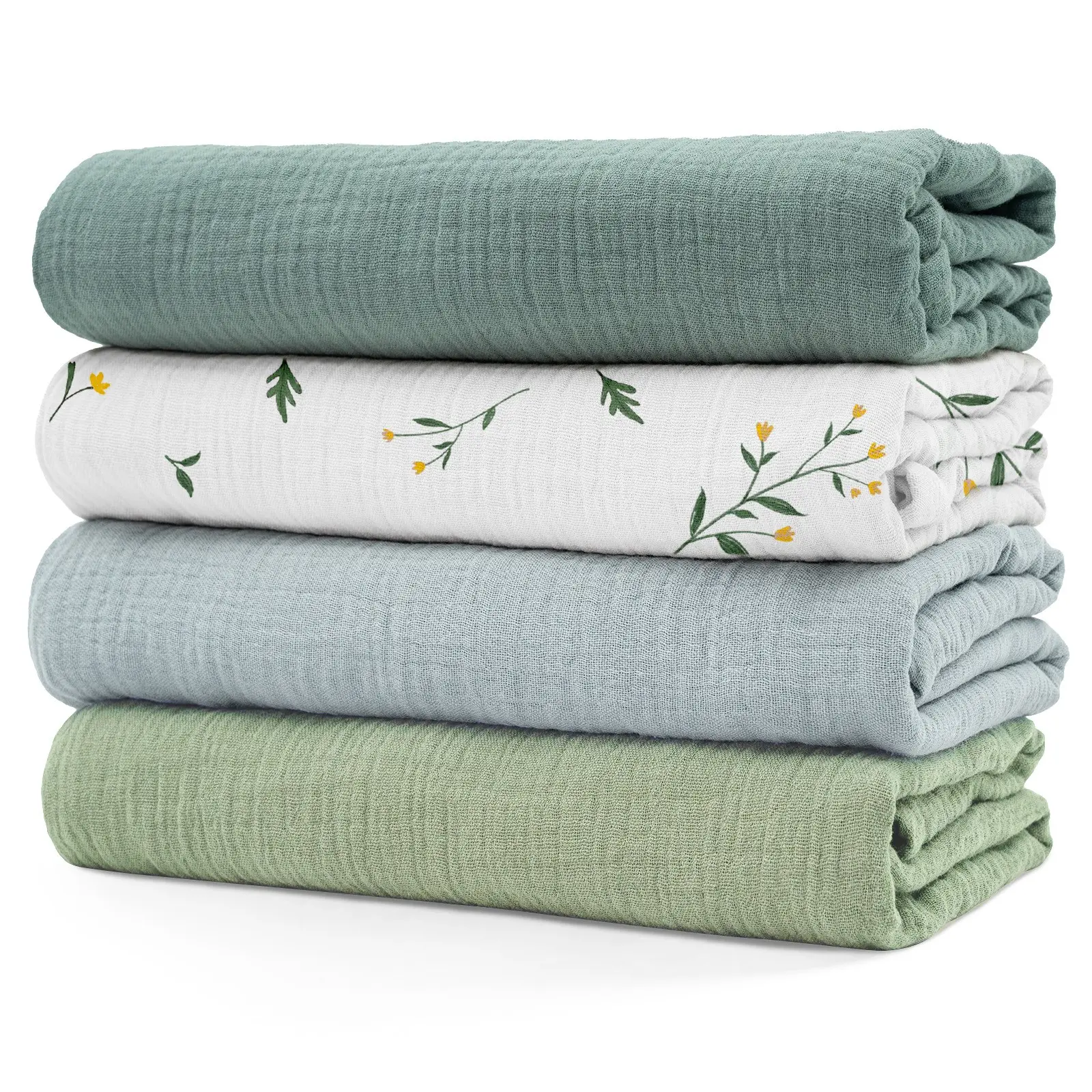 4 Pack Baby Muslin Swaddle Blankets for Girls Boy, Baby Blankets for Girl Boy, Newborn Receiving Blanket, Baby Swaddle Blanket Unisex, Neutral Design, Baby Essentials, Registry & Gift, Generous Size 40 x 38 inches, Swaddle Set, Kid Bedding